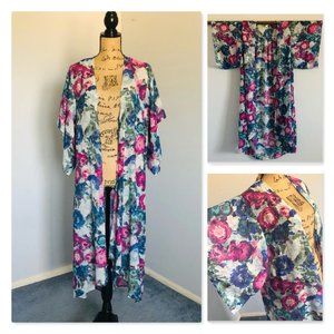One Clothing Floral Duster Cover-up Kimono Cardigan Sz M